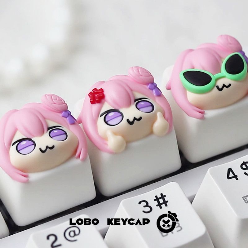 Gaming Accessories Pink - Cute Pink Hair Anime Girl Resin