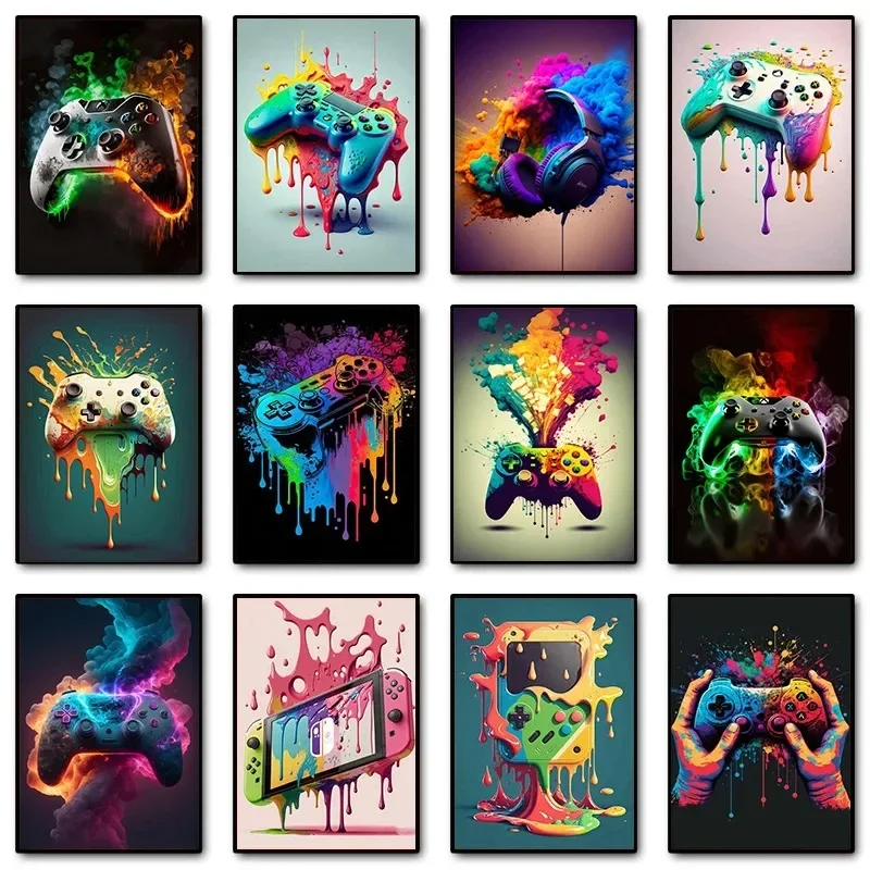 Gaming Accessories Wall - Colorful Pop Art Gamer Controller Gaming