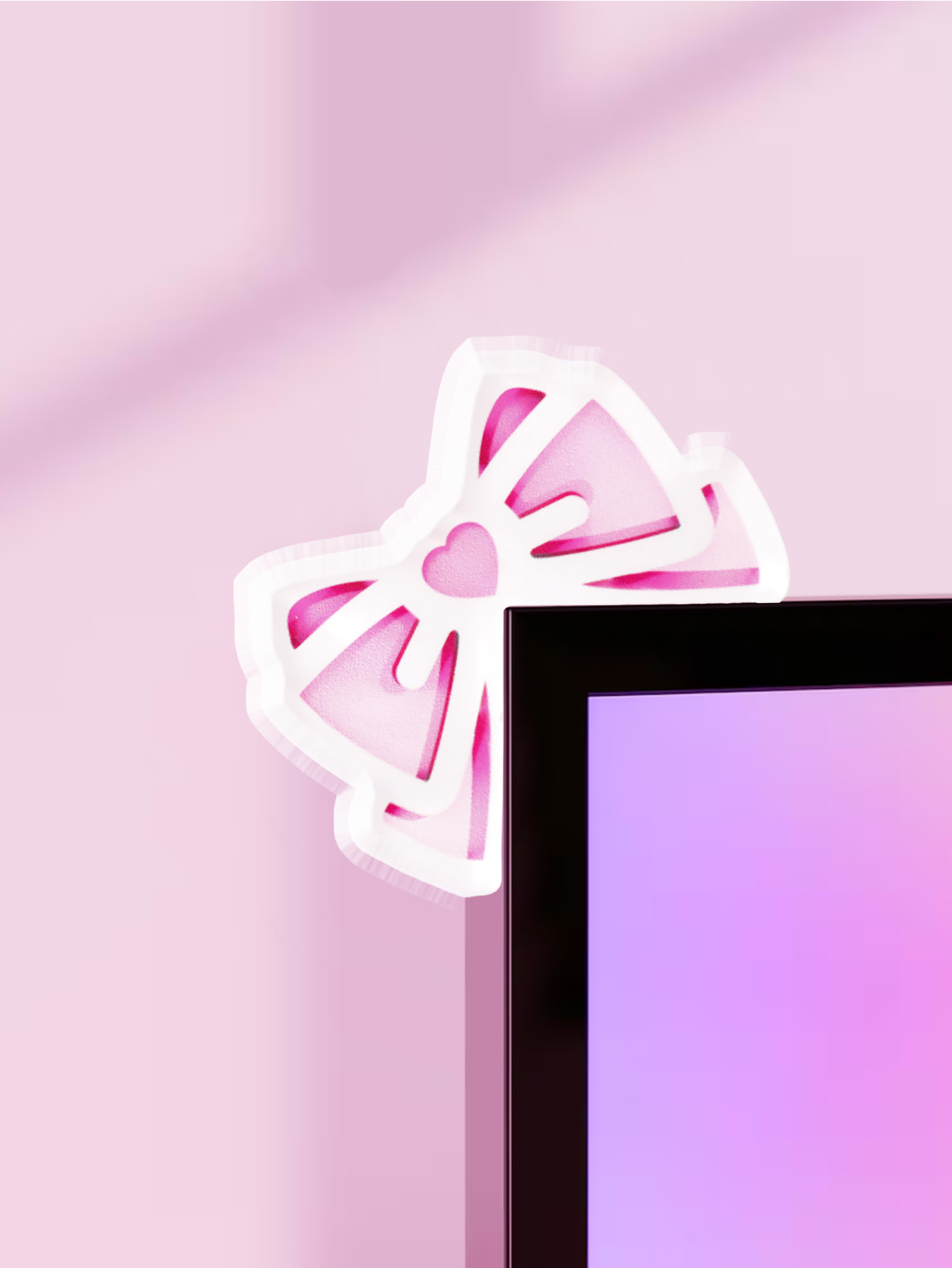 Gaming Accessories Pink - Kawaii Bow Monitor Decor Pink Acrylic