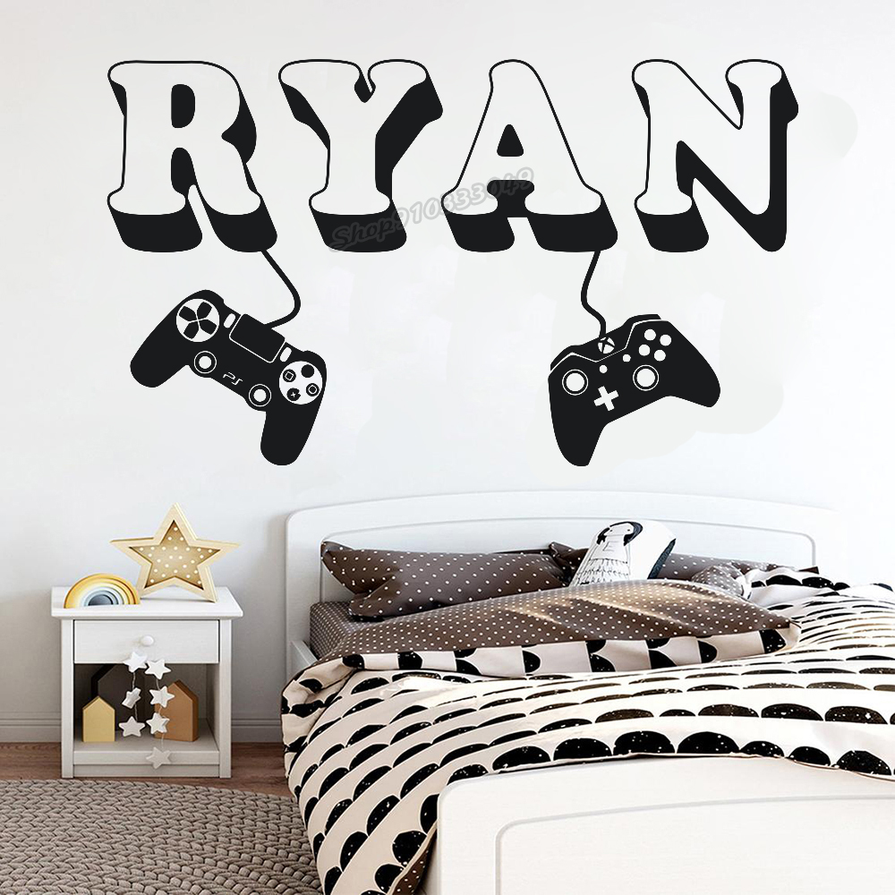 Gamer wall Sticker Custom Name - Gaming Accessories Wall 评论和价格
